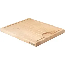 Continenta Tranchierbrett aus Gummibaumholz mit Saftrille - Hackbrett aus massivem Gummibaumholz, 37 x 29 x 2,7 cm, mit praktischer Saftrille für sauberes Arbeiten und einfacher Pflege.