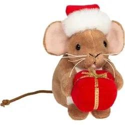 Teddy-Hermann Weihnachtsmaus mit Geschenk 11 cm von Teddy Hermann