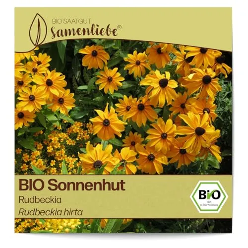 Samenliebe BIO Sonnenhut Samen Rudbeckia Bienenweide Schnittblume orange rot 500 Samen samenfestes Blumen Saatgut für Gewächshaus Freiland und Balkon BIO Blumensamen