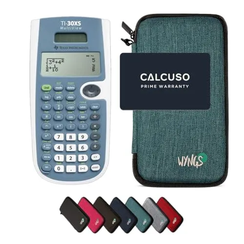 TI-30XS MultiView inkl. WYNGS Schutztasche Türkis - Wissenschaftlicher Taschenrechner - Basic Set