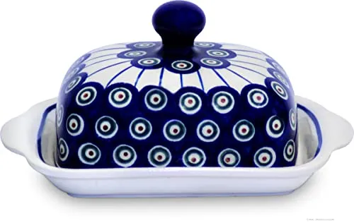 Bunzlauer Keramik Butterdose rechteckig für 250g - Hochwertige Butterdose aus original Bunzlauer Keramik, handgefertigt und spülmaschinenfest. Ideal für hygienische Aufbewahrung und langlebige Nutzung.