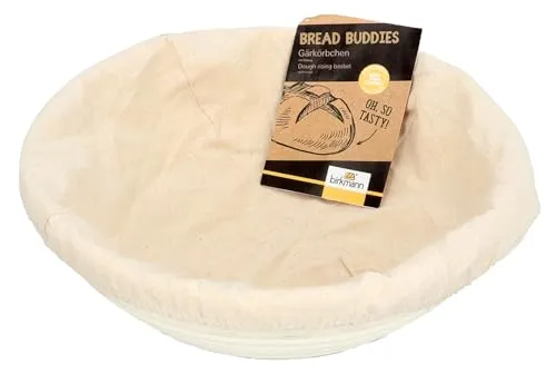 Birkmann Hebekorb mit Baumwollbezug 1 Stück hitzebeständig bis 60 Grad Brot Backen Gärkorb rostfrei Gärkorb rund