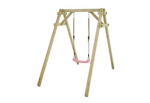 WICKEY Kinderschaukel Smart One - Pinkes Holzschaukelgestell für den Garten - Robuste Holzschaukel für den Garten mit stabilen Schaukelsitzen und Sicherheitskappen. Ideal für unvergessliche Abenteuer im Freien. Designed in Germany mit 10 Jahren Garantie.