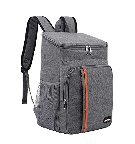 MCXKJ 22L Kühlrucksack Picknicktasche Kühl Rucksack Groß Isoliert Cooler Bag, Männer Frauen für Strand、Picknick、Camping、Grill、BBQ、Wandern Speisen und Getränke（Grau）
