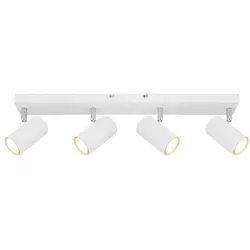 Globo Strahler Robby 4-flammig Weiß 560 x 60 x 120 mm - Eleganter 4-flammiger Deckenstrahler in Weiß und mattem Nickel. Flexibel durch GU10 Fassungen – wählen Sie Ihre Leuchtmittel für individuelles Lichtdesign.