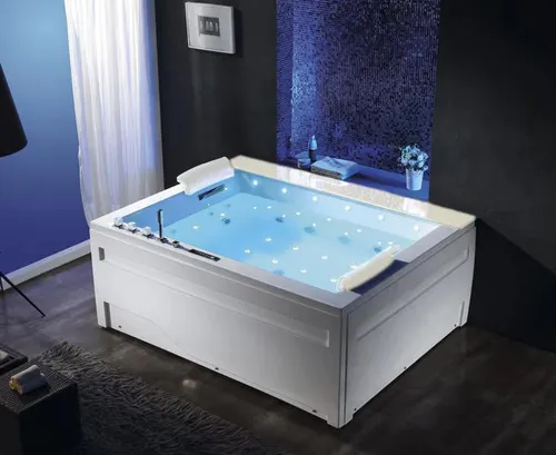 Duwilux Whirlpool-Badewanne Jackson XL - Sofort Lieferbar - Sanitäranlagen & Zubehör - Genießen Sie entspannende Momente mit 32 Massagedüsen, Farblichttherapie und integrierter Musikfunktion in dieser luxuriösen 190x150 cm Badewanne.