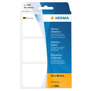 HERMA Adressetiketten 4301 weiß 95,0 x 48,0 mm, 250 Etiketten