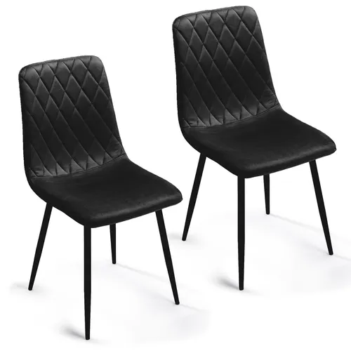 Lina® Elisia Esszimmerstuhl im modernen Design - Samt - Bequemer Stuhl für Ihr Esszimmer, hochwertiger Stoff, ergonomische Form - 2er Set - Schwarz
