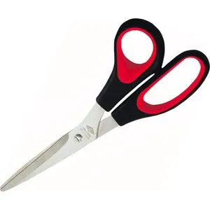 Wedo 9768 Schere Universal - 21 cm, rostfreier Edelstahl mit Spezialschliff für präzise Schnitte, ergonomische Softgriffe in schwarz-rot