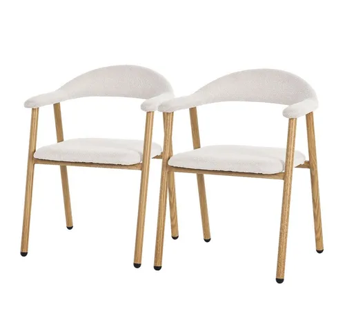 ML-Design Esszimmerstühle 2er Set mit Armlehne - Beige - Stilvolles 2er Set Esszimmerstühle mit modernen Armlehnen und komfortabler Polsterung für gemütliche Abende. Ideal für Essbereich und vielseitig kombinierbar.
