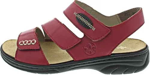Rieker Damen Sandalen in Rot – Bequeme Wanderschuhe für den Sommer - Wanderschuhe in Größe 36, aus hochwertigem Leder, ideal für entspannte Spaziergänge und den Sommer. Bequeme Passform mit normaler Weite.