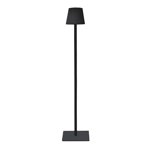 LED Akku Metall Stehlampe schwarz - dimmbare USB aufladbare Wohnzimmerlampe - Moderne Stehlampe mit Touch Steuerung, 3 Helligkeitsstufen und kabellosem Design. Ideal für stimmungsvolle Beleuchtung im Wohnzimmer.