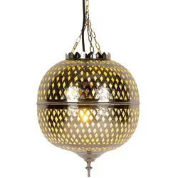 Marrakesch Safiye Deckenleuchte - Silberfarbige Handarbeit - Orientalische Lampe aus hochwertigem Messing mit kunstvoll-perforierter Struktur, die stimmungsvolle Lichtspiele erzeugt – ideal für Wohnzimmer und Essbereiche.