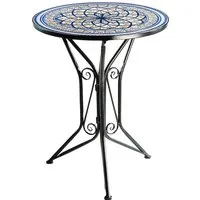 Kobolo Beistelltisch Mosaikoptik blau - Ablagetisch mit eleganter Keramikplatte in Mosaikoptik, ideal für den Innenbereich und kombinierbar mit passenden Stühlen von Kobolo.