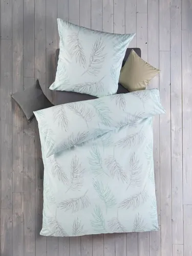 Optidream Bettwäsche Set Renforcé 135x200 Baumwolle Fedora helles türkis, Renforcé, 2 teilig, Sommer Geschenke Idee Frauen Männer weich sale Reißverschluss Partner