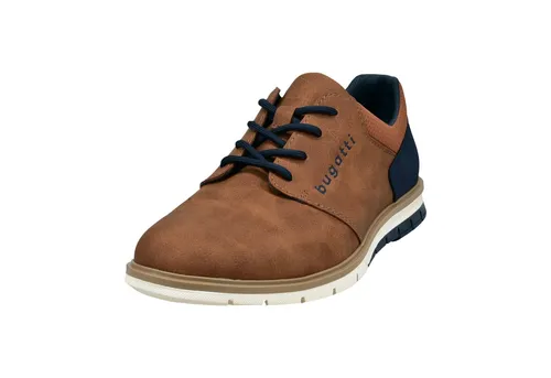 BUGATTI Damen Schnürschuh Gr. 40 in Cognac - Eleganter Schnürschuh aus Lederimitat mit seitlicher Logoprägung. Ideal für Freizeitaktivitäten, bietet Komfort und Stil in einer modischen used Optik.