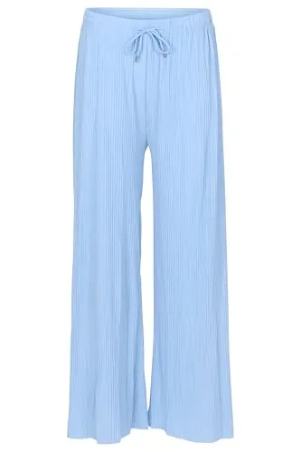 Easy Young Fashion Damen Sommerhose - Plisseehose in Hellblau - Damen-Hosen: Luftige, figurfreundliche Plisseehose im Marlene-Stil – ideal für Sommer, Büro oder Events. Hochwertiger, pflegeleichter Stoff sorgt für ganztägigen Tragekomfort.