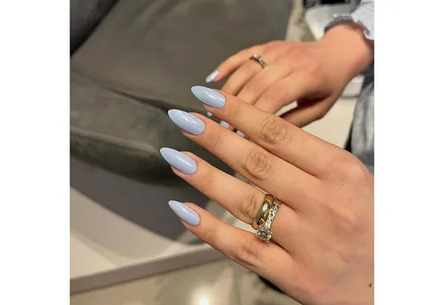 LuxusKollektion Kunstfingernägel Nägel PressOn Acryl Glitzer Pastell Mandel 24Stück Glasiert Baby Blau