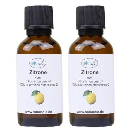 Sala Zitronenöl Aroma ätherisches Öl naturrein 2 x 50 ml Glasflasche (100 ml)