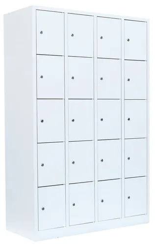 Steelboxx Fächerschrank - 20 Fächer, 4 Abteile, komplett montiert - Schränke für Umkleiden und Sozialräume, langlebige Stahlkonstruktion, keine Montage erforderlich, mit 20 einzeln verschließbaren Fächern und GS-zertifizierter Qualität.