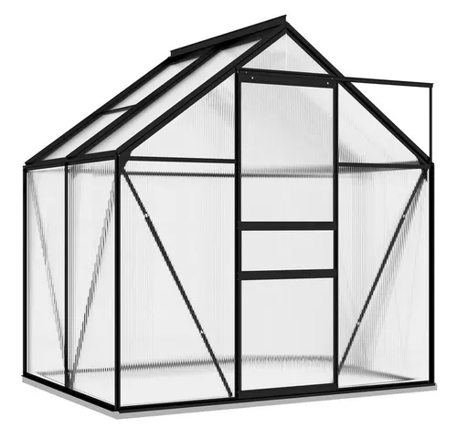 furnicato Gewächshaus Anlehngewächshaus Anthrazit Aluminium 2,47 m²