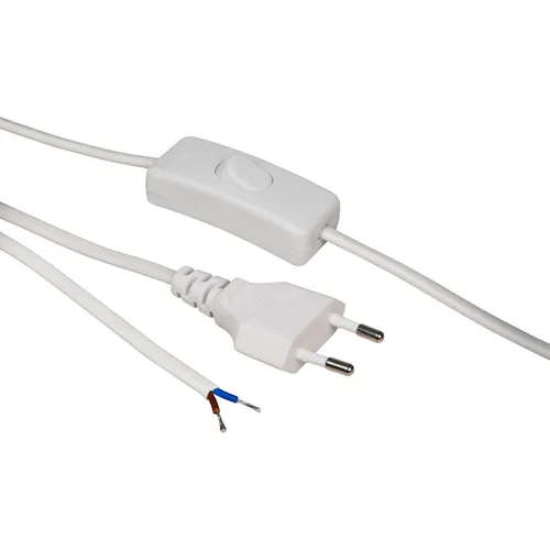 1,5m Netz Leitung +Schalter Euro Stecker Strom Kabel Lampenkabel mit losen Enden