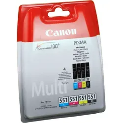 Canon CLI-551 Druckerpatronen 4er-Set - Schwarz, Cyan, Magenta, Gelb, Spitzen-Druckqualität für Ihren PIXMA Drucker, bis zu 1.105 Seiten pro Patrone