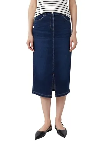 Comma Elastischer Midi-Jeansrock mit Waschung