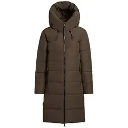 khujo Steppmantel 'JILIAS4' in Dunkelgrün, Größe XS - Funktionsjacke mit schützender Kapuze und geradem Schnitt, ideal für kühle Tage, aus robustem Material und mit praktischen seitlichen Taschen.