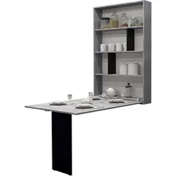 Mirjan24 Wandtisch Albi - Vielseitiger Klapptisch mit 2 Regalen - Esszimmertisch mit minimalistischem Design, ideal für kleine Wohnungen. Der stabile Wandklapptisch bietet zusätzlichen Stauraum durch 6 Fächer und ist perfekt für Küche oder Esszimmer.