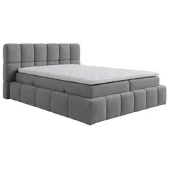 AN-Möbel Polsterbett Anna, Grau, 120x200 cm - Komfortables Polsterbett mit Bonell-Matratze und Topper – zwei seitlich öffnende Bettkästen bieten praktischen Stauraum. Ergonomisches 3-Schicht-Komfortsystem für erholsamen Schlaf und angenehme Liegehöhe.