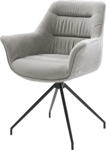 DELIFE Esszimmerstuhl Kaira-Flex Soft Grau mit Schwarz - Eleganter Esszimmerstuhl Kaira-Flex mit durchgehenden Armlehnen und großzügiger Rückenlehne. Das konische Kreuzgestell sorgt für sicheren Stand und eine komfortable Wippfunktion, ideal für gemütliche Stunden am Tisch.