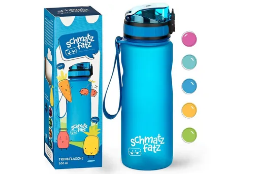schmatzfatz Auslaufsichere Trinkflasche für Kinder 0,5L - Die perfekte Trinkflasche für kleine Abenteurer! Auslaufsicher, BPA-frei und mit praktischem Trageband – ideal für Schule, Sport und Ausflüge.