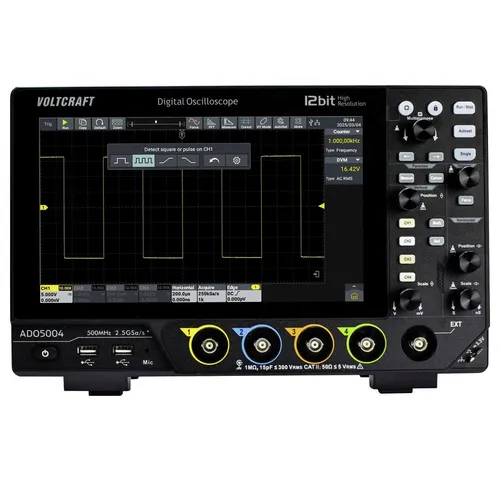VOLTCRAFT ADO-5004 Digital-Oszilloskop 500 MHz - Hochwertiges Digital-Oszilloskop mit 500 MHz Bandbreite und 2.5 GSa/s Abtastrate. Ideal für präzise Messungen in der Elektronik. Kompakt und leistungsstark für professionelle Anwendungen.
