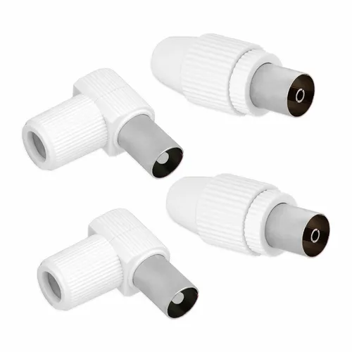 TV IEC Koaxial 2x Buchse 2x Winkelstecker Koaxialkabel Adapter Antennenstecker