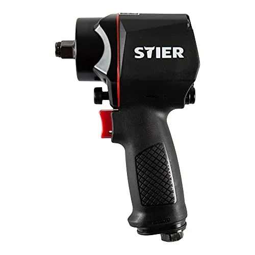 STIER Druckluft Schlagschrauber 14-KBS - Kompakter Power-Schlagschrauber - Akkuschrauber mit 1/2 Zoll Antrieb und 1.400 Nm Lösedrehmoment, ideal für enge Arbeitsbereiche in Industrie und Werkstatt, ergonomisch und kälteisoliert für hohen Komfort.