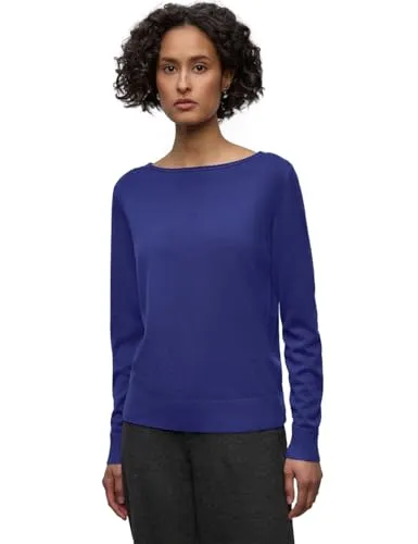 Street One Damen Basic Pullover - Vielseitiger Strickpullover - Schlichter Strickpullover mit U-Boot-Ausschnitt und langen Ärmeln, ideal für lässige Outfits und jeden Anlass.