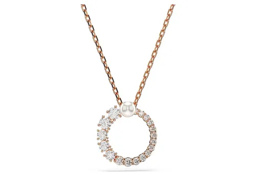 Swarovski Matrix Anhänger: Elegante Kristallperle in Roségold - Anhänger für Damen mit edlem Design, featuring eine weiße Swarovski Kristallperle und klare Swarovski Zirconia für einen modernen Look.