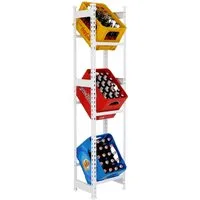 PROREGAL® Getränkekistenregal BIG CAMEL 180x40x30cm Weiß - Stabiles Standregal für 3 Getränkekisten, schnell montierbar in 10 Minuten, ideal für Aufenthaltsräume, Garagen oder Kantinen.
