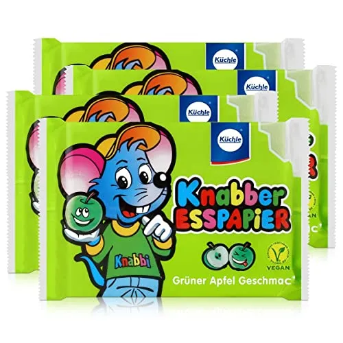 Küchle Knabber Esspapier grün Grüner Apfel Geschmack 25g Essoblaten (4er Pack)