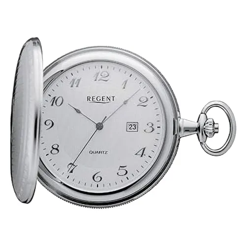 Regent Herren Taschenuhr Savonnette Edelstahl 48 MM in silber von Regent