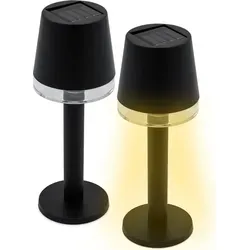 1.03 Solar Tischleuchte in schwarz - 2er Set / je ca. 22 x 8,5 cm - Solarlampe Tisch Deko (2er Set)