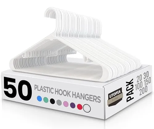 Utopia Home Kunststoff-Kleiderbügel 50er Pack mit Haken in weiß von Utopia Home