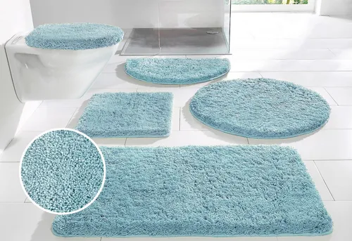 OTTO home Badematte Sanremo, Badvorleger, Badezimmer Teppich, sehr weich, Höhe 30 mm, rutschhemmend beschichtet, schnell trocknend, fußbodenheizungsgeeignet, Polyester, rund, Badteppich, unifarben, rechteckig, rund & als 3-tlg. Set erhältlich