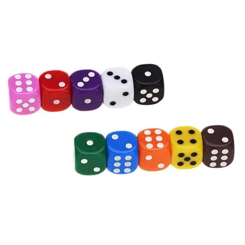 Rpanle 10 Stück Farbige Würfel Set, 16 mm 6-Seitige Augenwürfel aus Acryl, Spielwürfel Bunt für Tischspiele, Mehrfarben