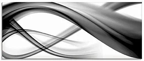 ARTland Wanddeko Glasbilder Wandbild Glas Bild einteilig 125x50 cm Querformat Moderne Kunst Abstrakt Modern Rauch Welle Schwarz Weiß S7KQ