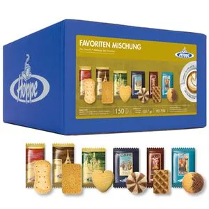 Hoppe Kekse Favoriten Mischung, 6 Sorten, 150 Stück - Kekse & Kleingebäck, Premiummischung mit 6 verschiedenen Sorten, ideal für Messen und Buffets, einzeln verpackt für frischen Genuss.
