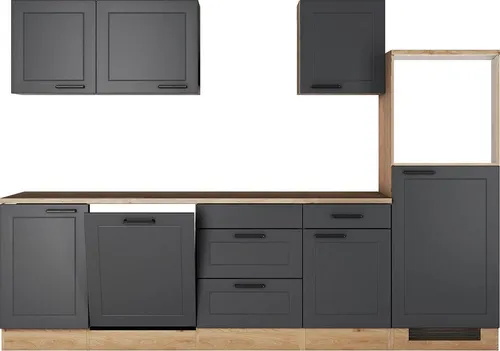 Küchenzeile ohne Geräte Romeo 280 cm anthrazit matt von Flex-Well
