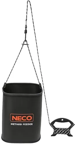 NECO Eva Falt-Eimer 8L mit 3 m Seil – 20x20x20 cm | Wasserdichter Klapp-Eimer für Angeln, Outdoor & Camping | Leicht, faltbar & robust | Schwarz mit Logo