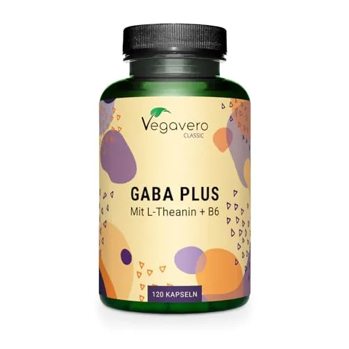 Gaba Vegavero | Hochdosiert | 1.000 mg Gamma Aminobuttersäure pro Portion | Mit L-Theanin & Vitamin B6 | 120 vegane Kapseln | Ohne Zusätze & Laborgeprüft